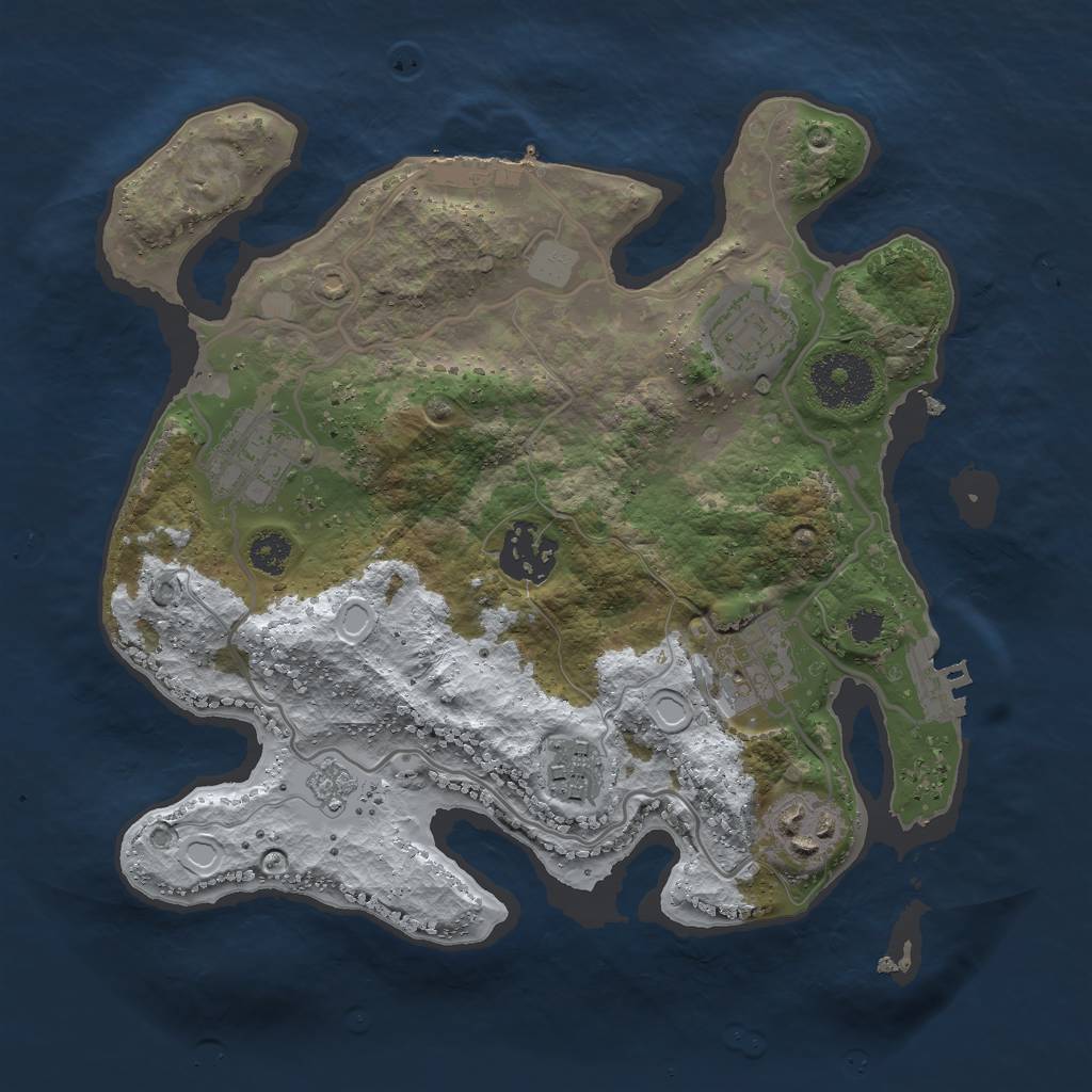 Rust Map: Procedural Map, Size: 2750, Seed: 2053602180, 14 Monuments