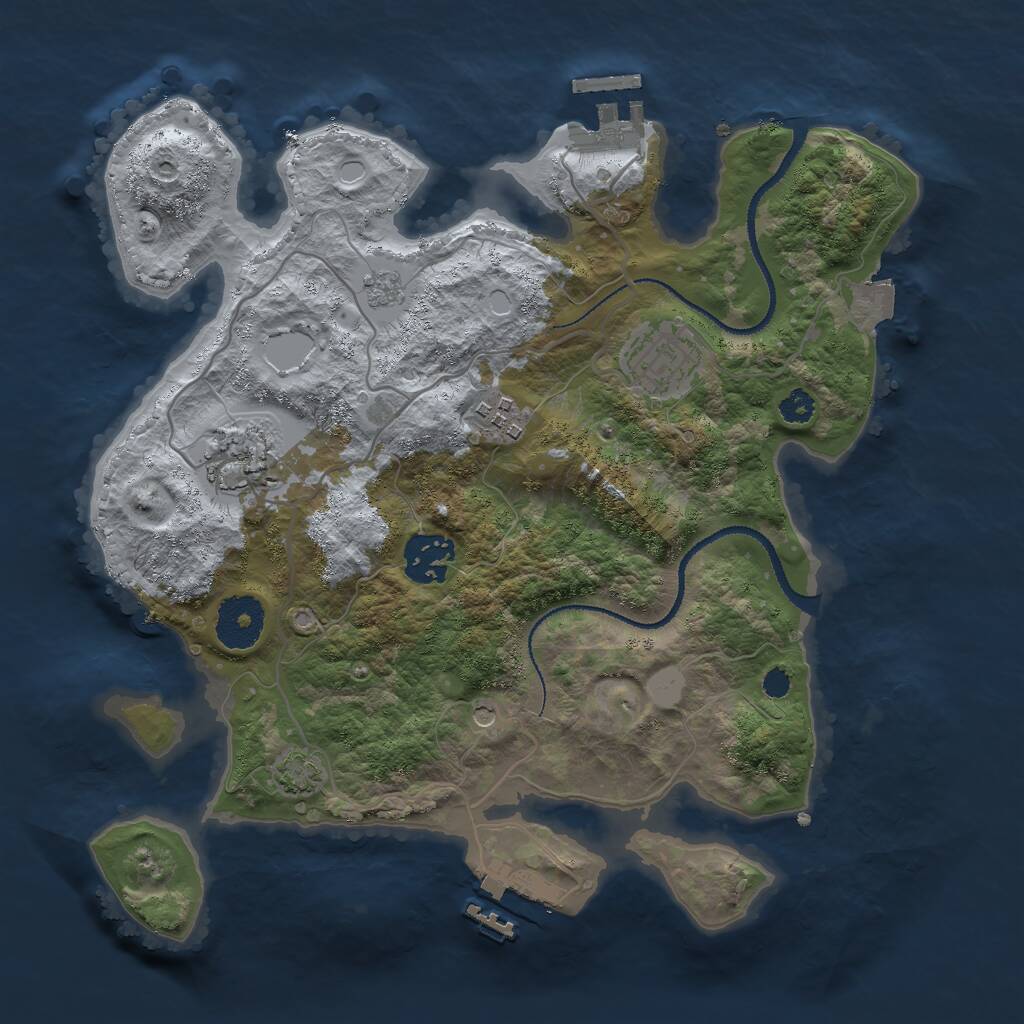Rust Map: Procedural Map, Size: 3000, Seed: 13522, 10 Monuments