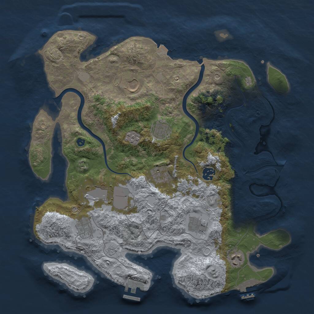Rust Map: Procedural Map, Size: 3700, Seed: 1599675215, 15 Monuments