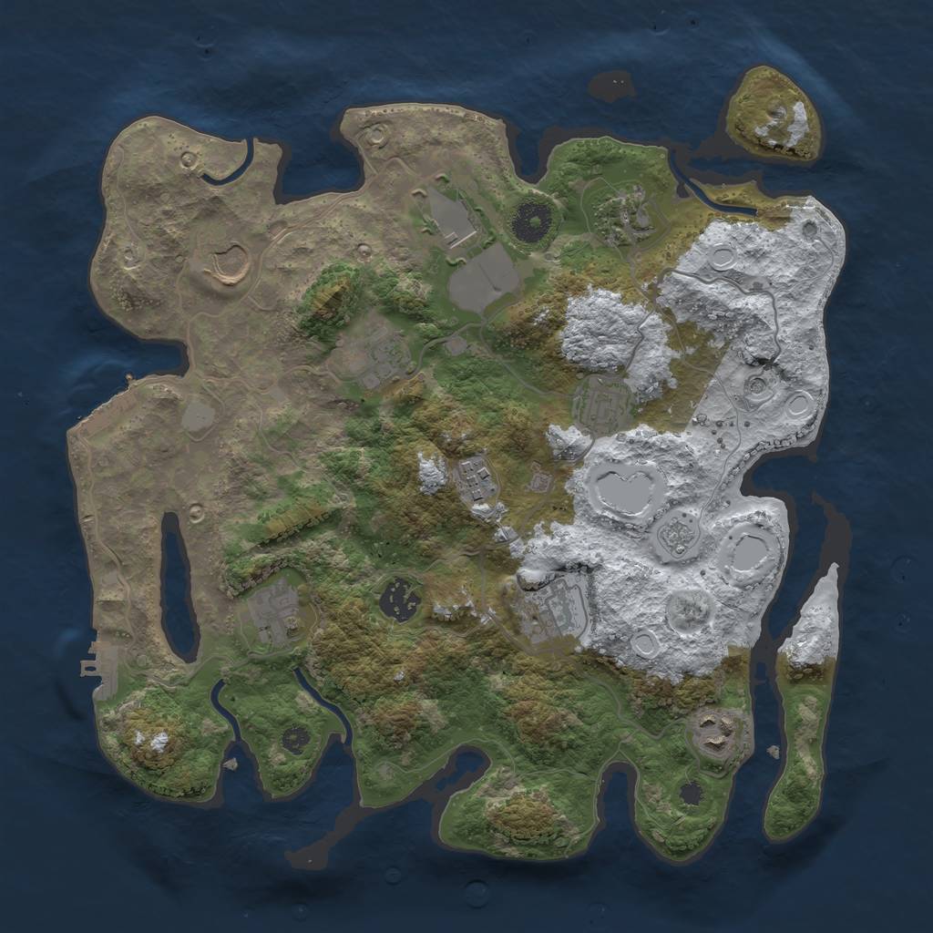 Rust Map: Procedural Map, Size: 3500, Seed: 5555, 19 Monuments