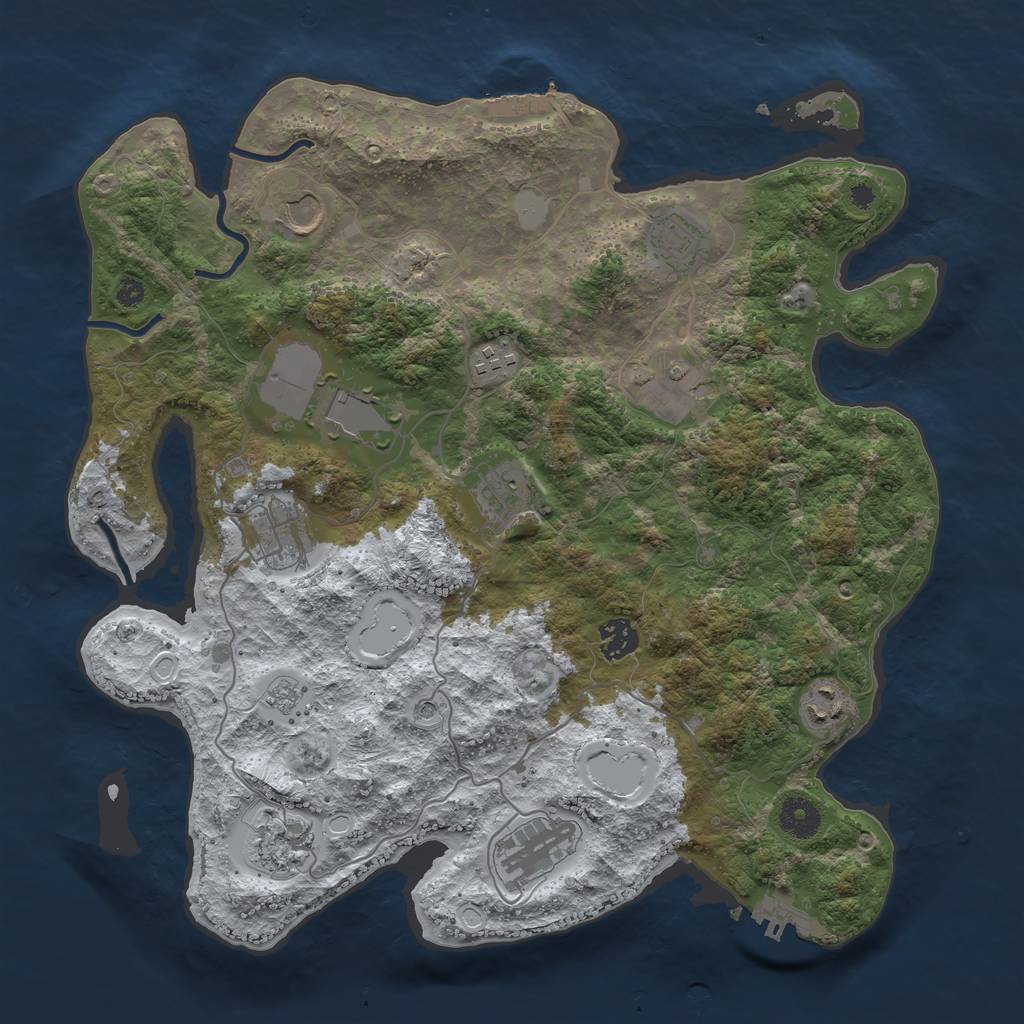 Rust Map: Procedural Map, Size: 3750, Seed: 533091899, 20 Monuments