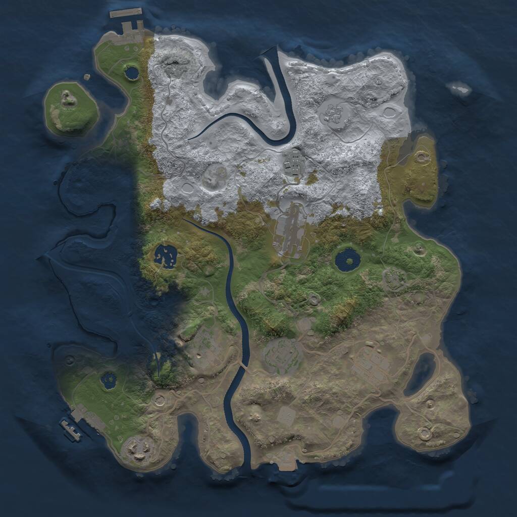 Rust Map: Procedural Map, Size: 3250, Seed: 1149610206, 13 Monuments