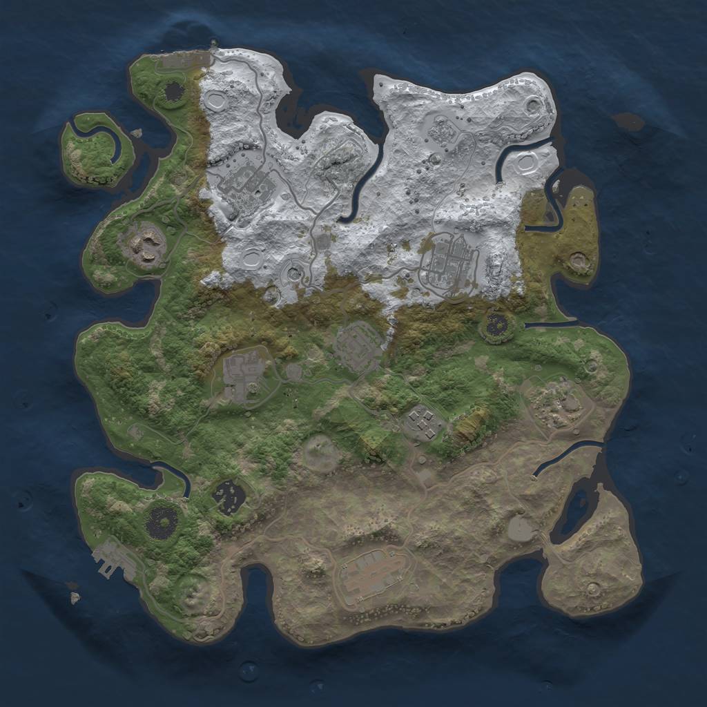 Rust Map: Procedural Map, Size: 3250, Seed: 1149610206, 18 Monuments