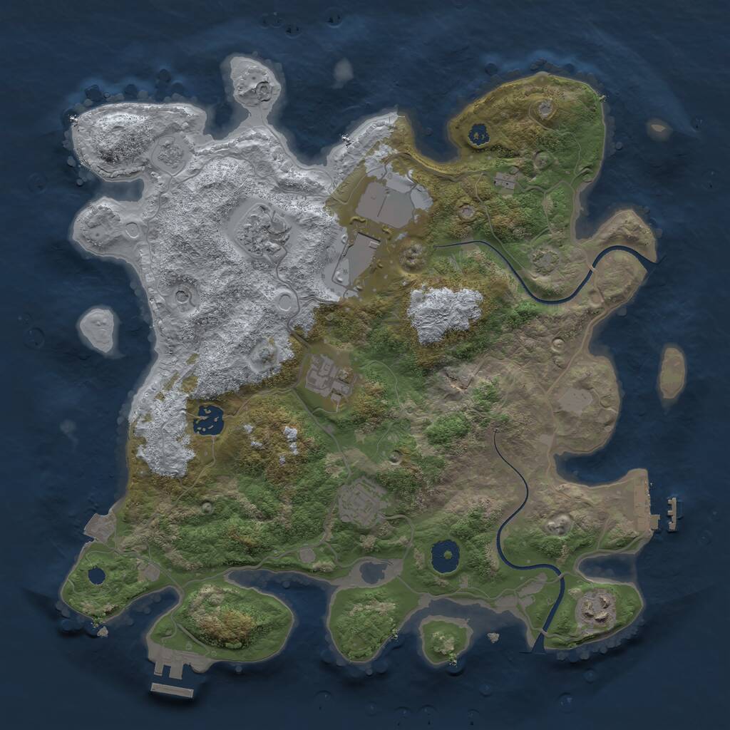 Rust Map: Procedural Map, Size: 3500, Seed: 755, 12 Monuments