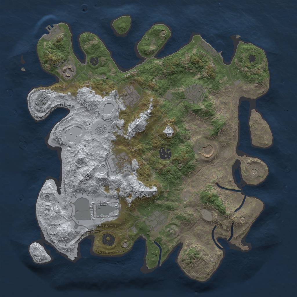 Rust Map: Procedural Map, Size: 3500, Seed: 463188, 18 Monuments