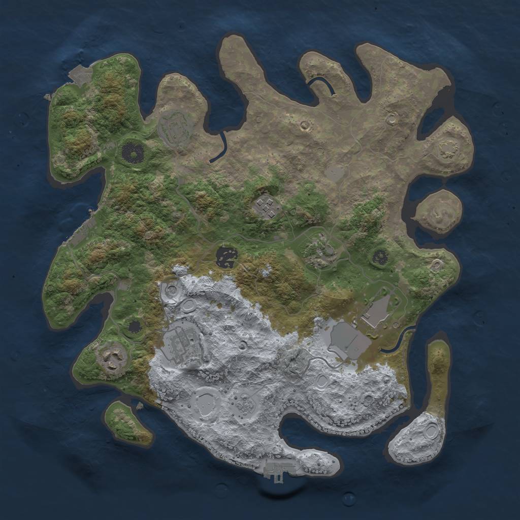 Rust Map: Procedural Map, Size: 3500, Seed: 35472, 15 Monuments