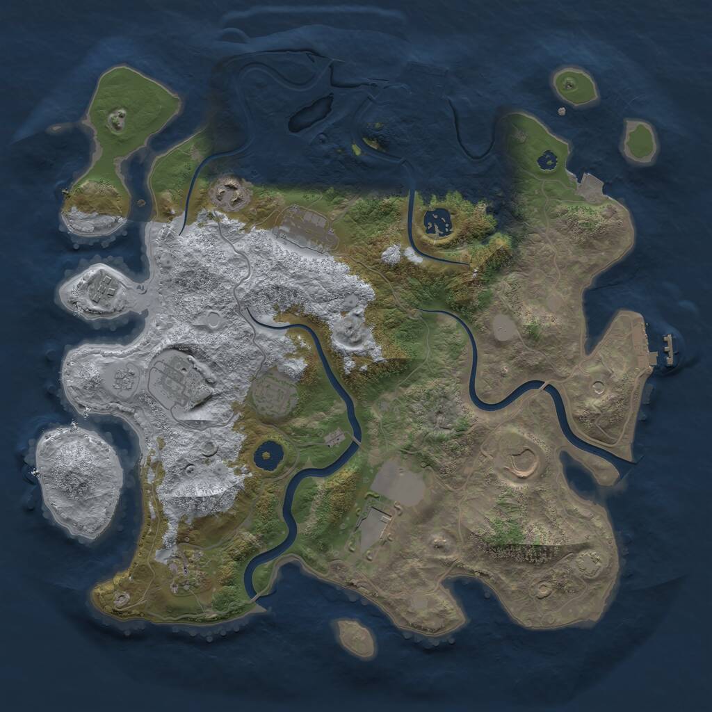 Rust Map: Procedural Map, Size: 3700, Seed: 85964756, 15 Monuments