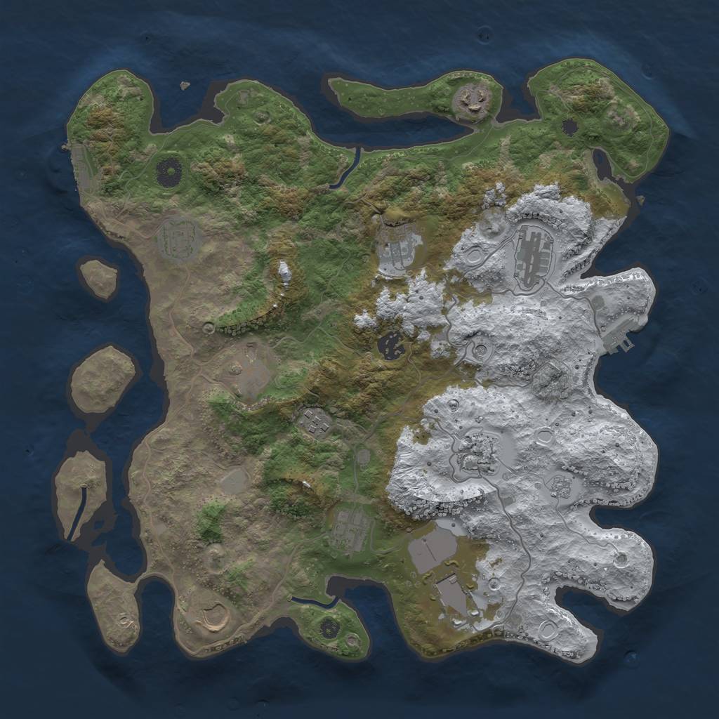 Rust Map: Procedural Map, Size: 3850, Seed: 2075204273, 20 Monuments