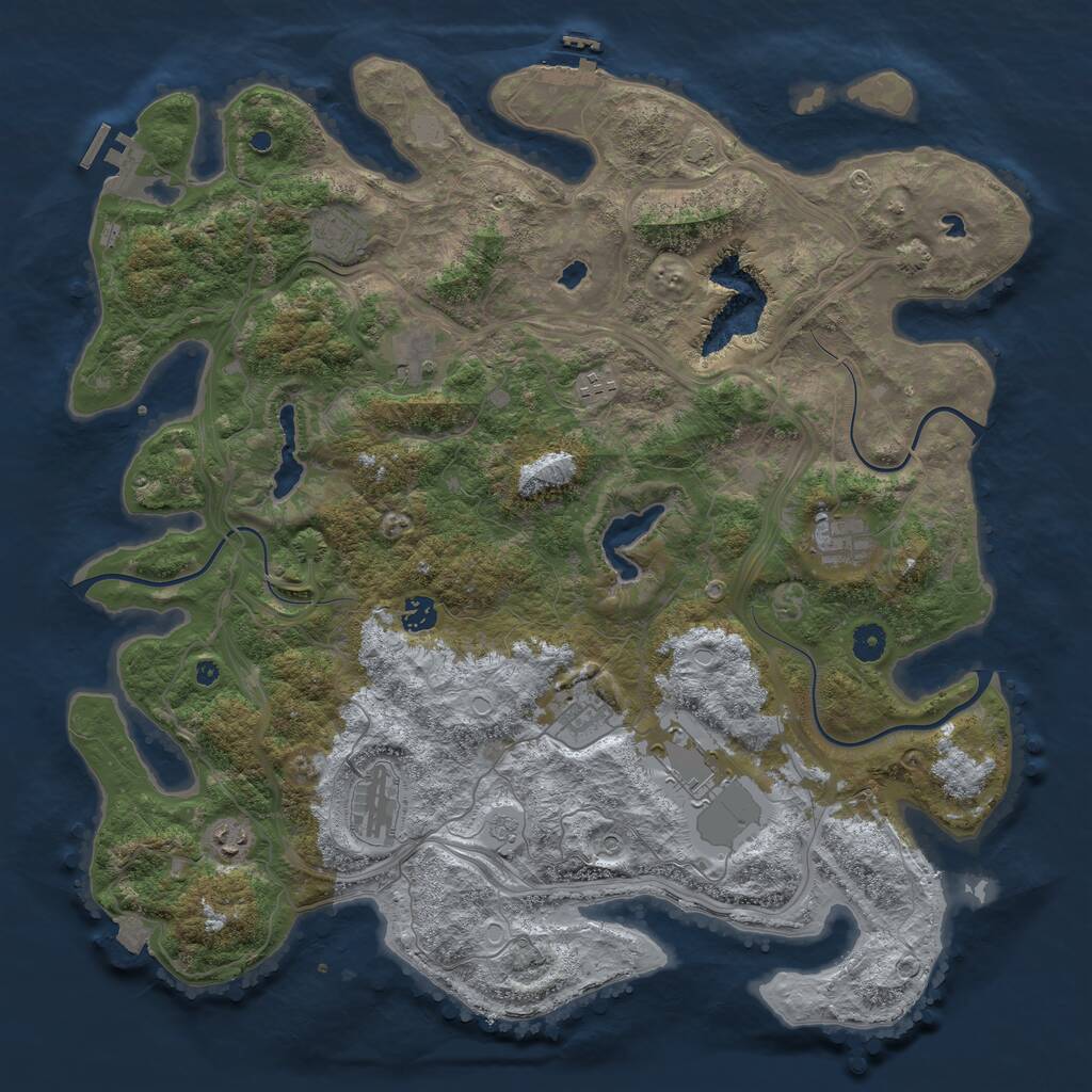 Rust Map: Procedural Map, Size: 4500, Seed: 2118142390, 15 Monuments