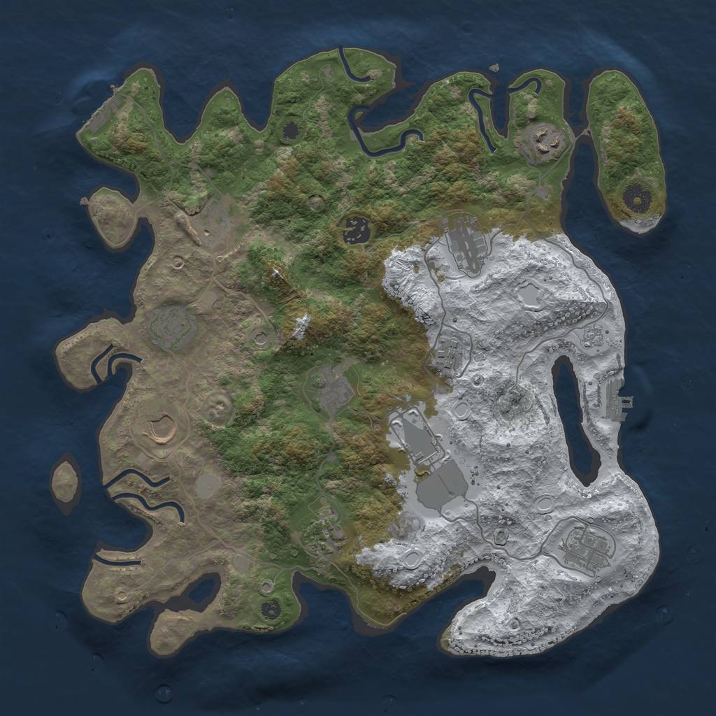 Rust Map: Procedural Map, Size: 3750, Seed: 1918176277, 20 Monuments