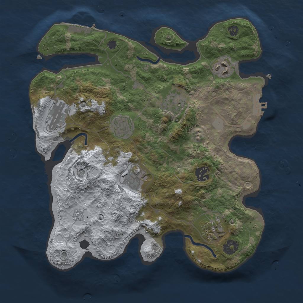 Rust Map: Procedural Map, Size: 3000, Seed: 1739972855, 16 Monuments