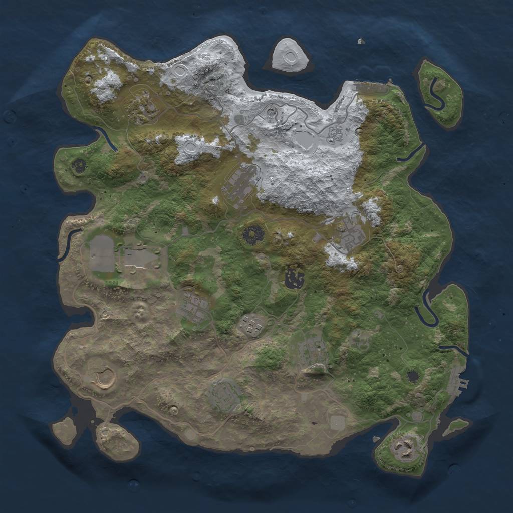 Rust Map: Procedural Map, Size: 3700, Seed: 1908308731, 20 Monuments