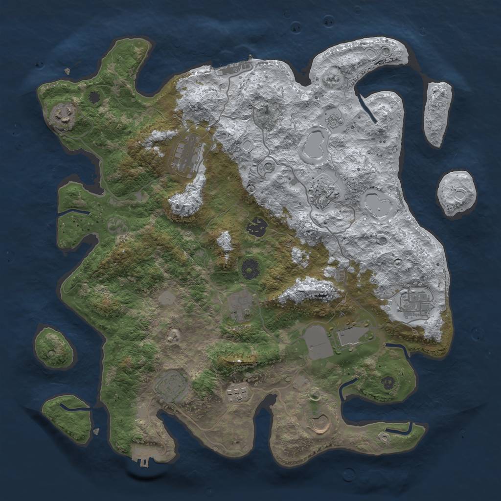 Rust Map: Procedural Map, Size: 3850, Seed: 536725217, 19 Monuments