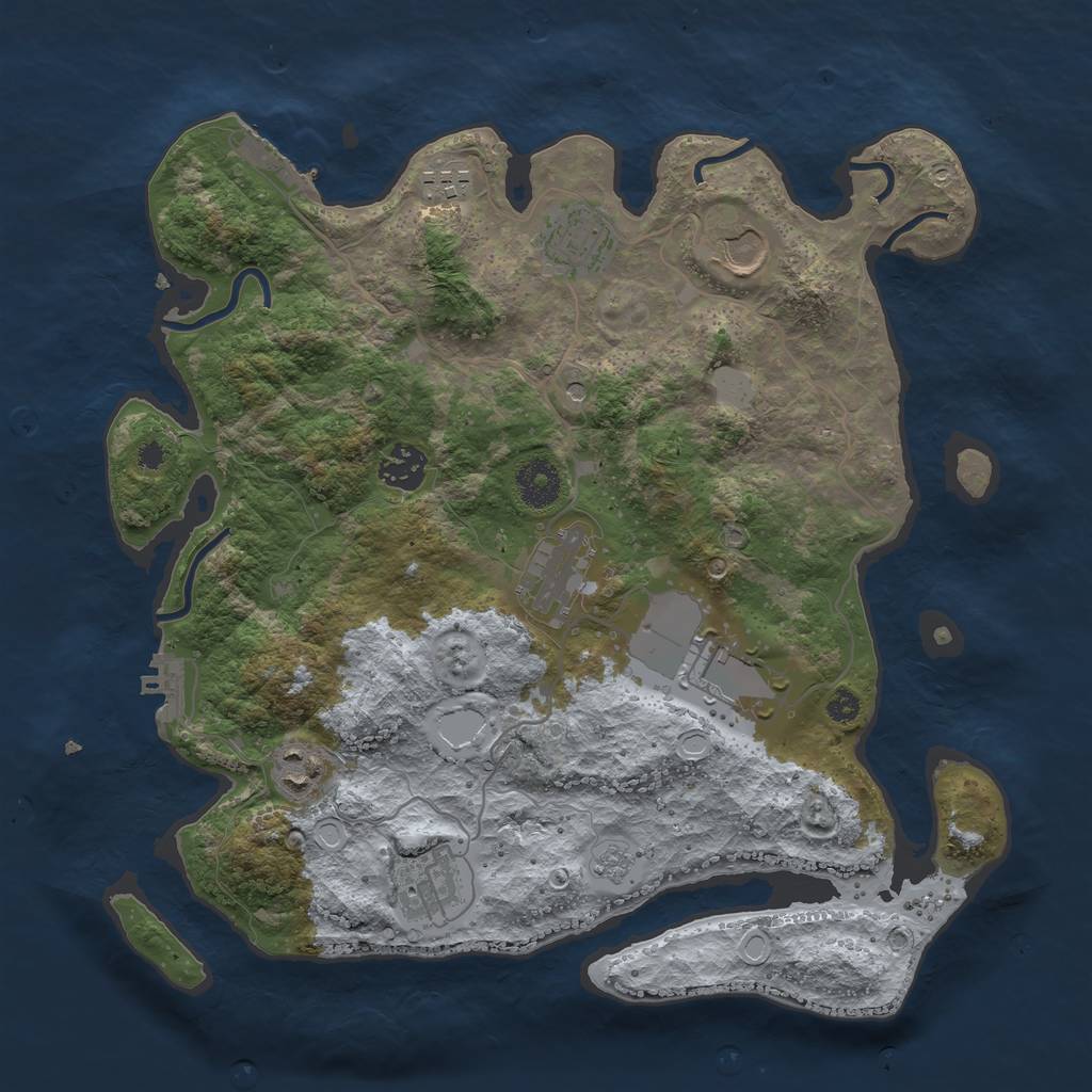 Rust Map: Procedural Map, Size: 3500, Seed: 1010471308, 17 Monuments