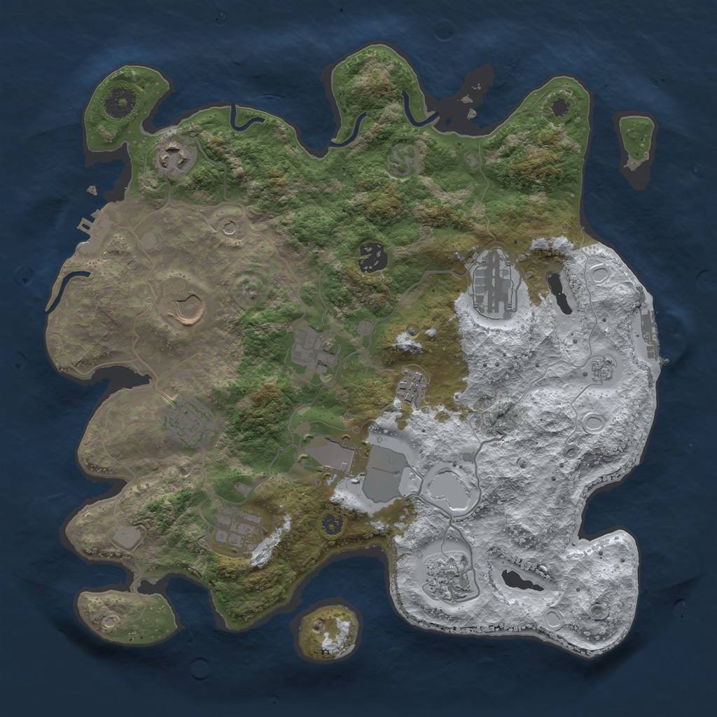 Rust Map: Procedural Map, Size: 3500, Seed: 363991721, 19 Monuments