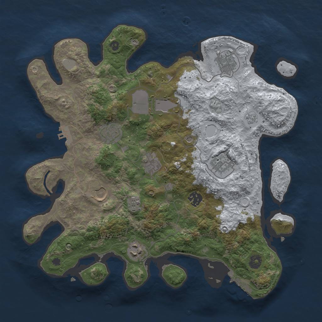 Rust Map: Procedural Map, Size: 3500, Seed: 1155005191, 18 Monuments