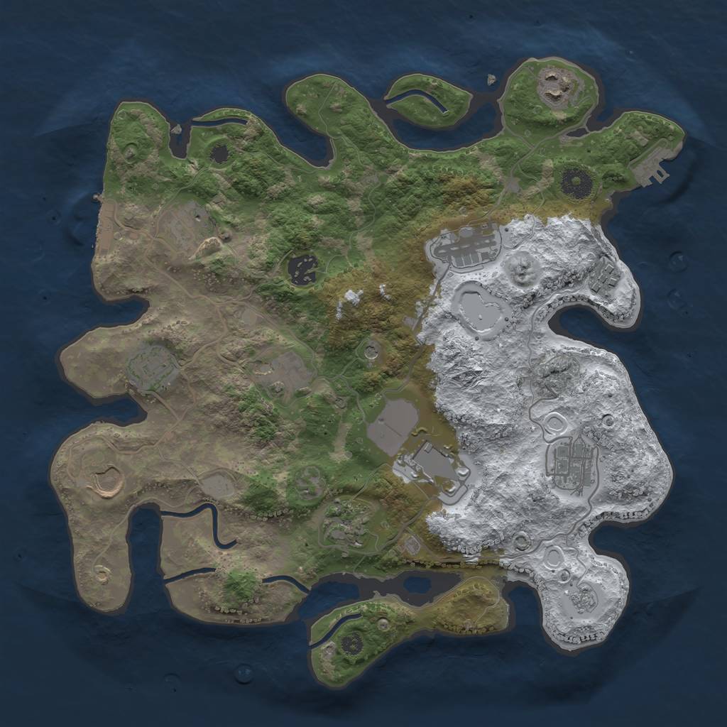 Rust Map: Procedural Map, Size: 3500, Seed: 1090117770, 20 Monuments