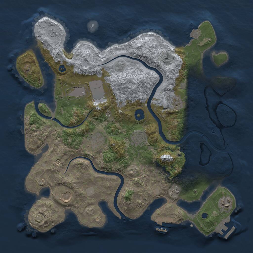 Rust Map: Procedural Map, Size: 3500, Seed: 383317349, 13 Monuments