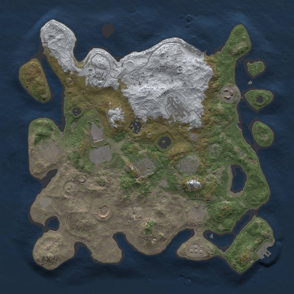 Rust Map: Procedural Map, Size: 3500, Seed: 383317349, 20 Monuments