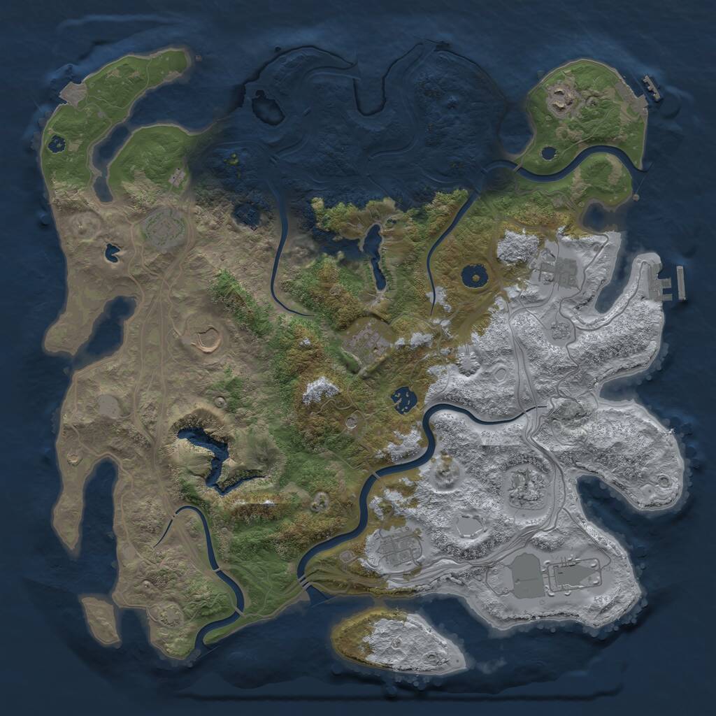 Rust Map: Procedural Map, Size: 4250, Seed: 417370950, 16 Monuments