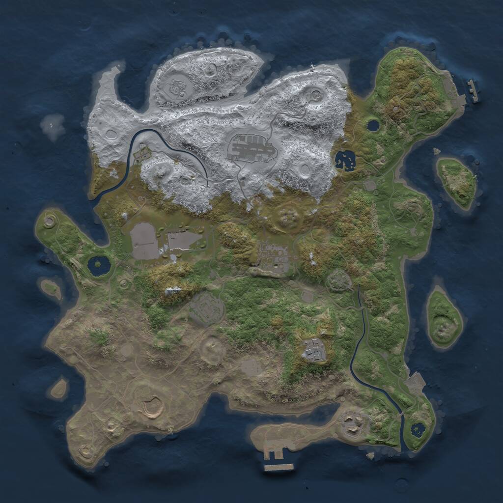 Rust Map: Procedural Map, Size: 3500, Seed: 1538636240, 14 Monuments