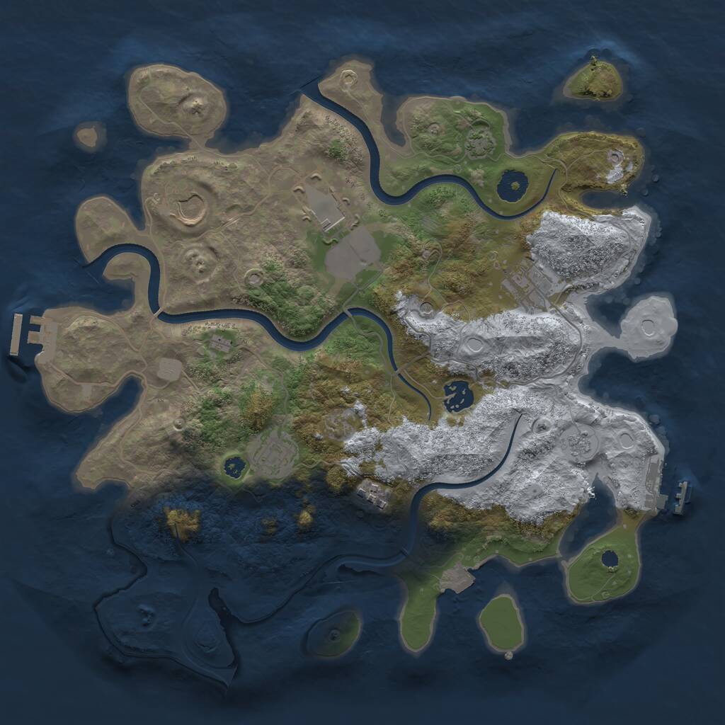 Rust Map: Procedural Map, Size: 3500, Seed: 1829396816, 12 Monuments