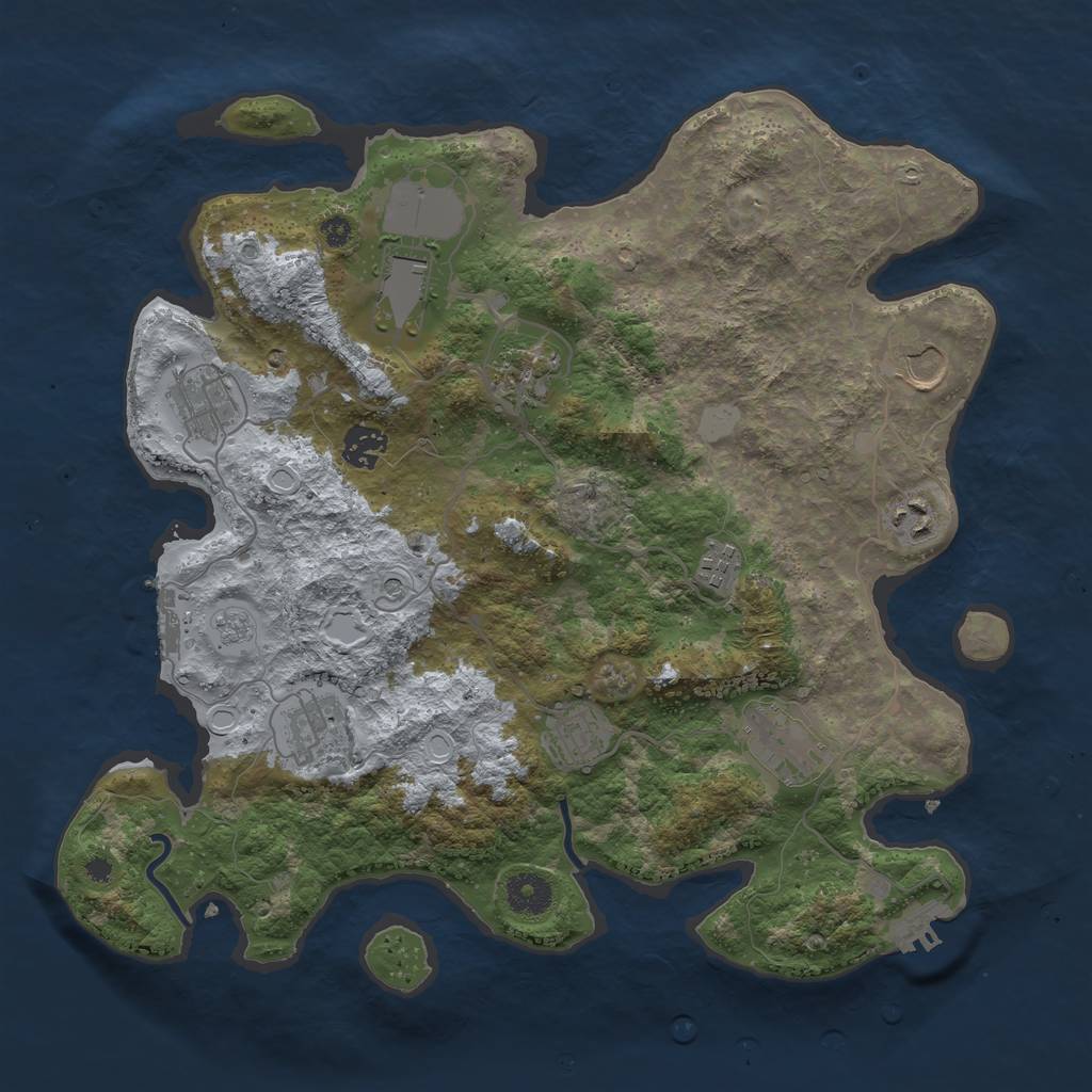 Rust Map: Procedural Map, Size: 3700, Seed: 1624507556, 17 Monuments