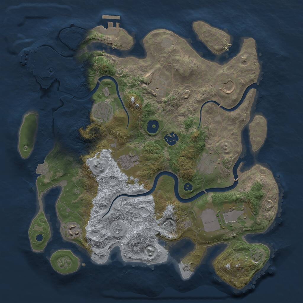 Rust Map: Procedural Map, Size: 3500, Seed: 47607601, 13 Monuments