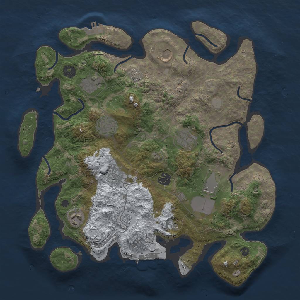 Rust Map: Procedural Map, Size: 3500, Seed: 47607601, 18 Monuments