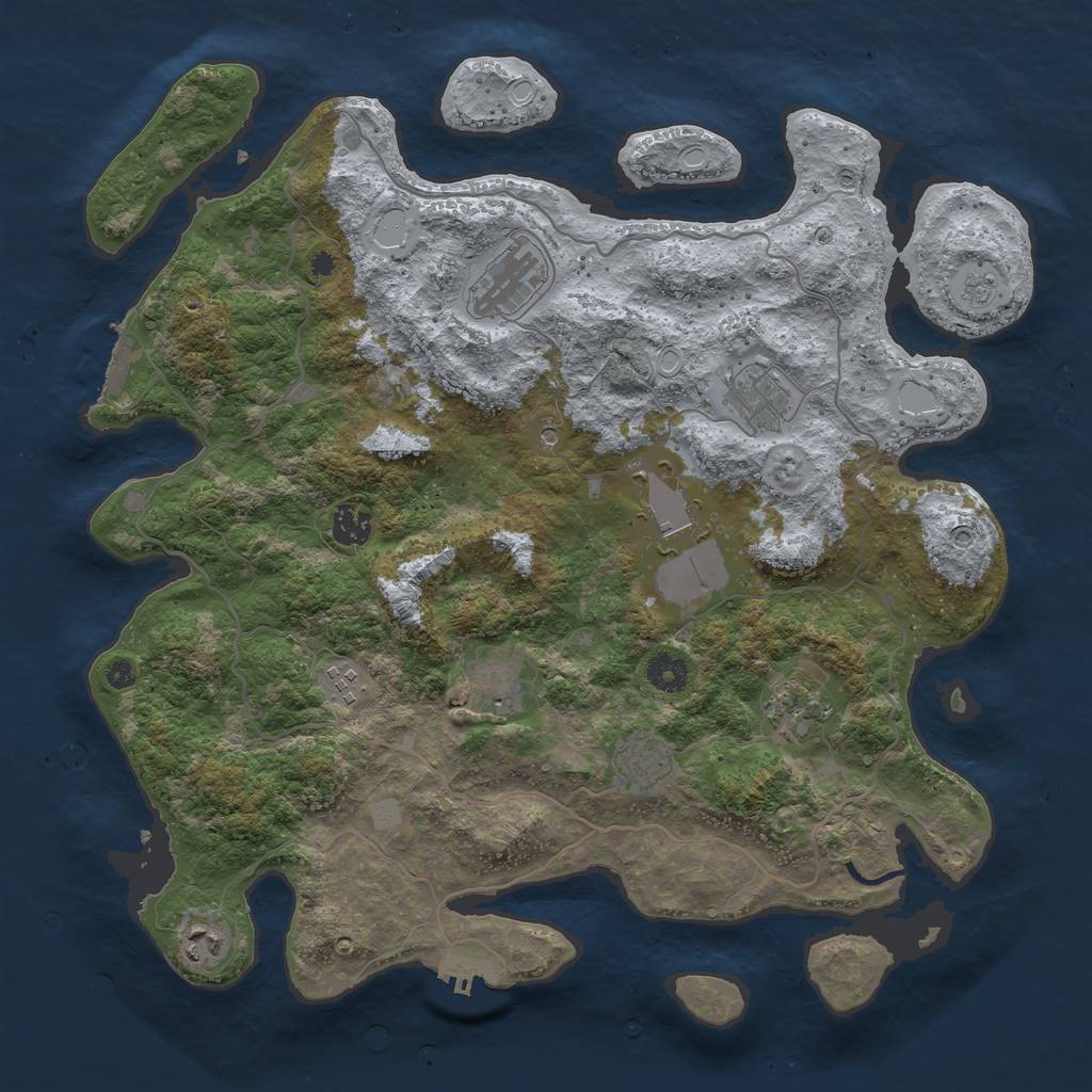 Rust Map: Procedural Map, Size: 4000, Seed: 18091305, 18 Monuments