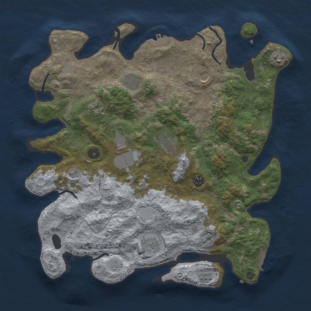 Rust Map: Procedural Map, Size: 4000, Seed: 21164268, 18 Monuments