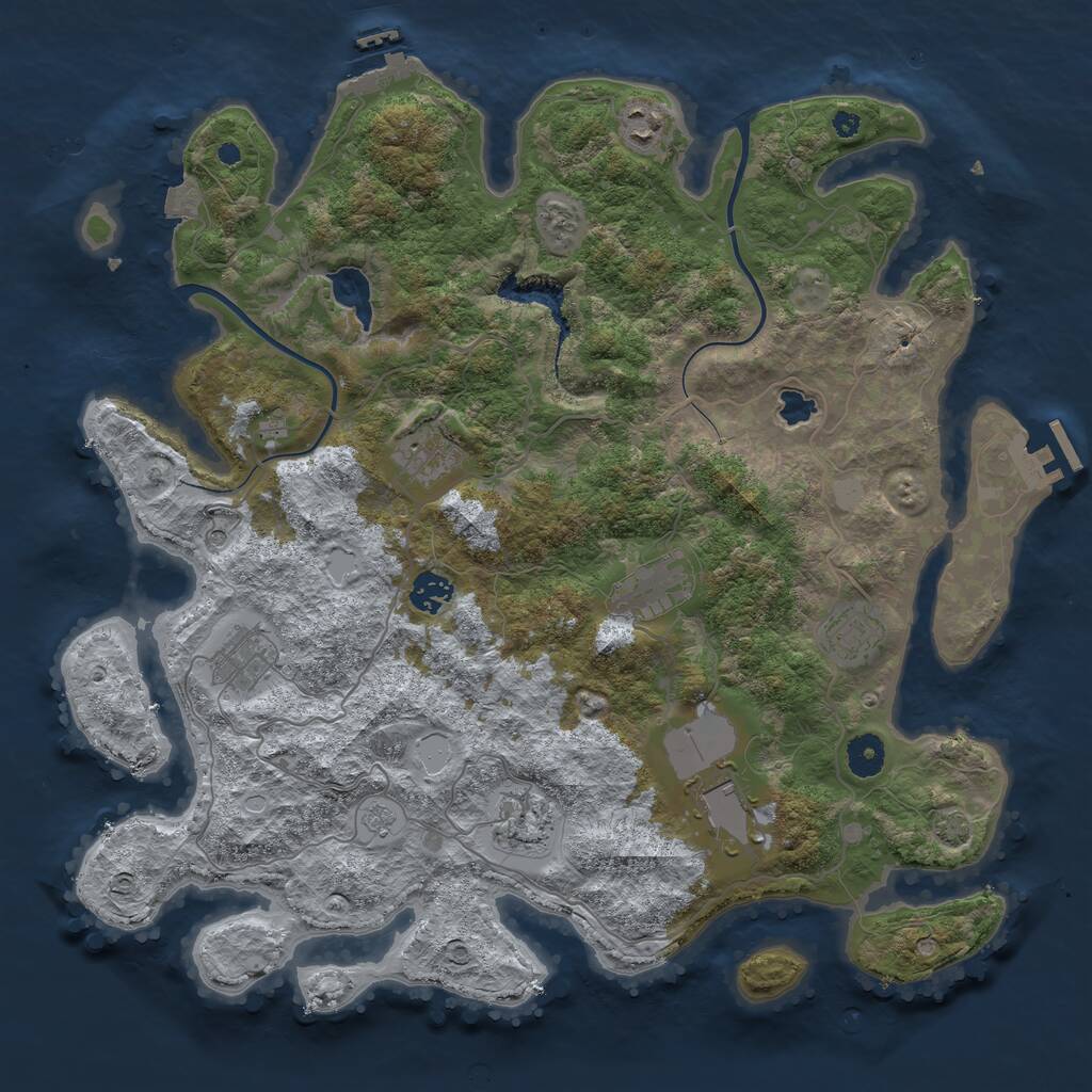 Rust Map: Procedural Map, Size: 4000, Seed: 535666973, 14 Monuments