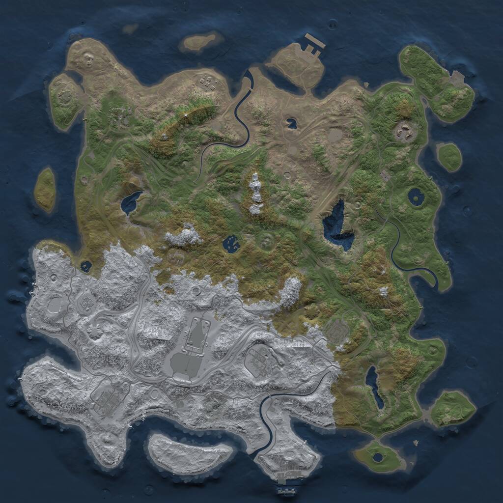 Rust Map: Procedural Map, Size: 4500, Seed: 2072287173, 14 Monuments