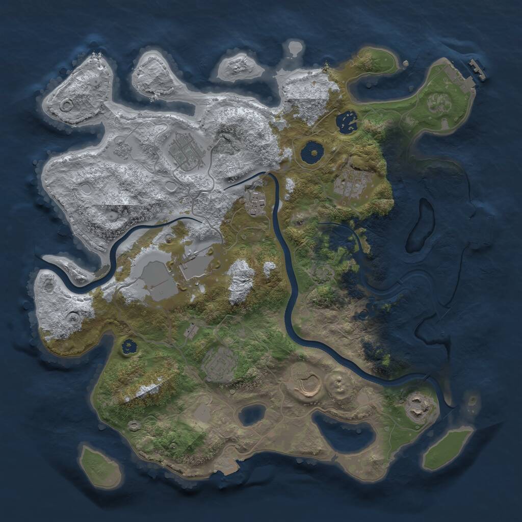 Rust Map: Procedural Map, Size: 3500, Seed: 34401, 14 Monuments
