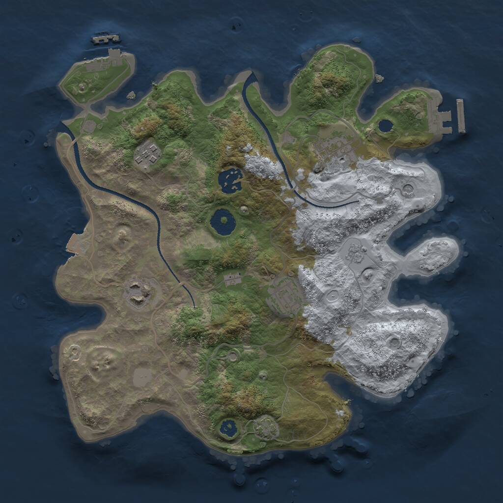 Rust Map: Procedural Map, Size: 3000, Seed: 878488448, 11 Monuments