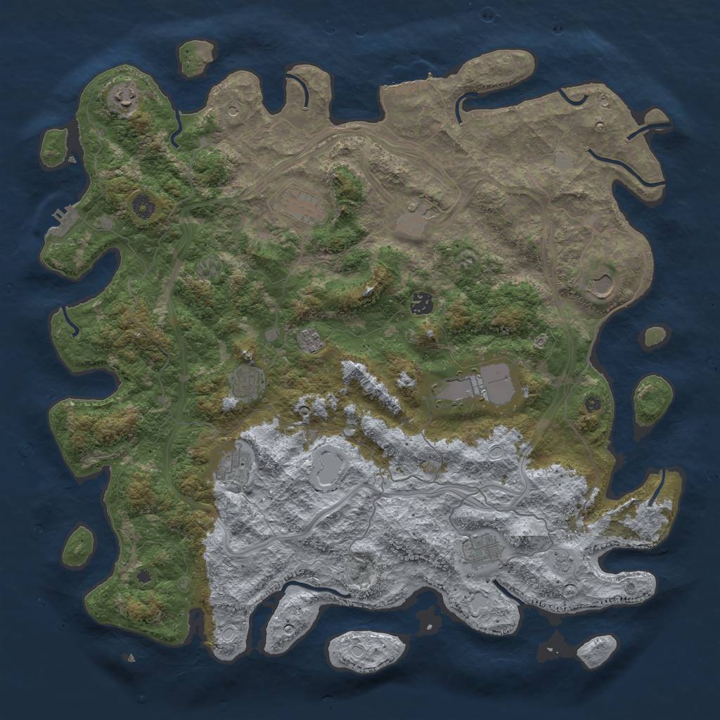 Rust Map: Procedural Map, Size: 4600, Seed: 3797197, 19 Monuments