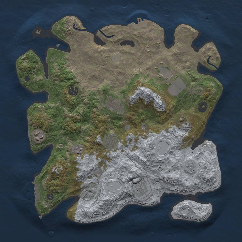 Rust Map: Procedural Map, Size: 3500, Seed: 1422635537, 17 Monuments
