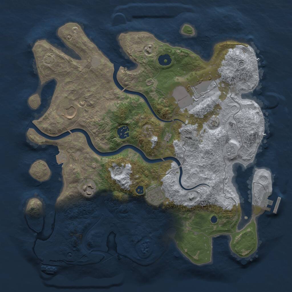 Rust Map: Procedural Map, Size: 3500, Seed: 564987, 11 Monuments