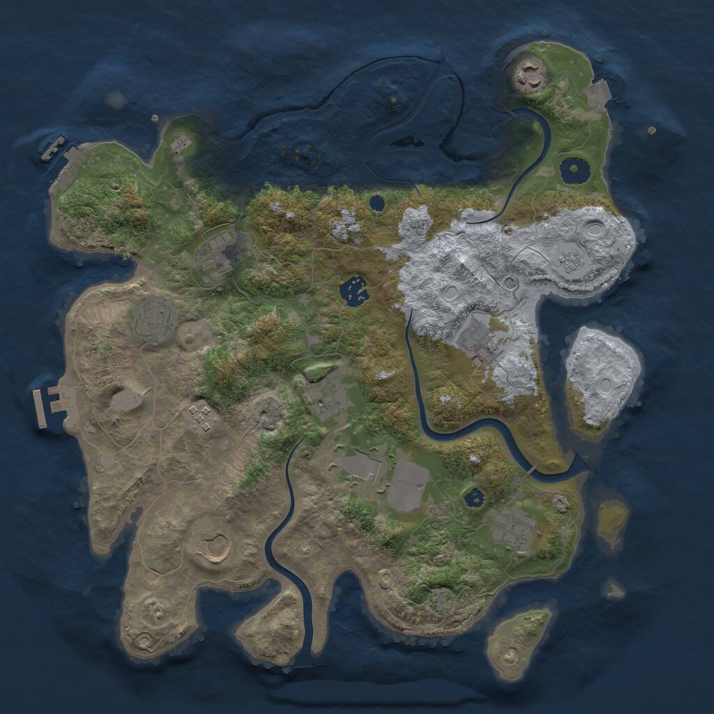 Rust Map: Procedural Map, Size: 3700, Seed: 608152495, 16 Monuments