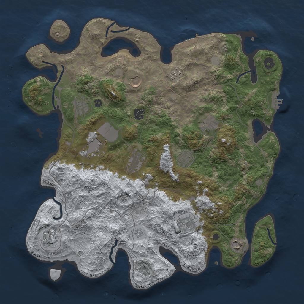 Rust Map: Procedural Map, Size: 4000, Seed: 1519982053, 20 Monuments