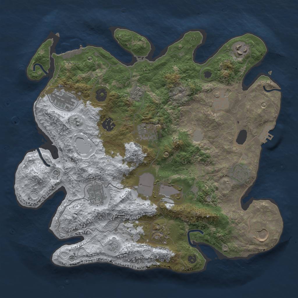 Rust Map: Procedural Map, Size: 3500, Seed: 1948510957, 20 Monuments