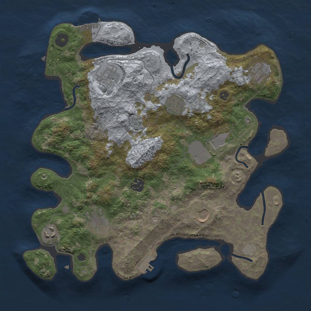 Rust Map: Procedural Map, Size: 3500, Seed: 513, 18 Monuments