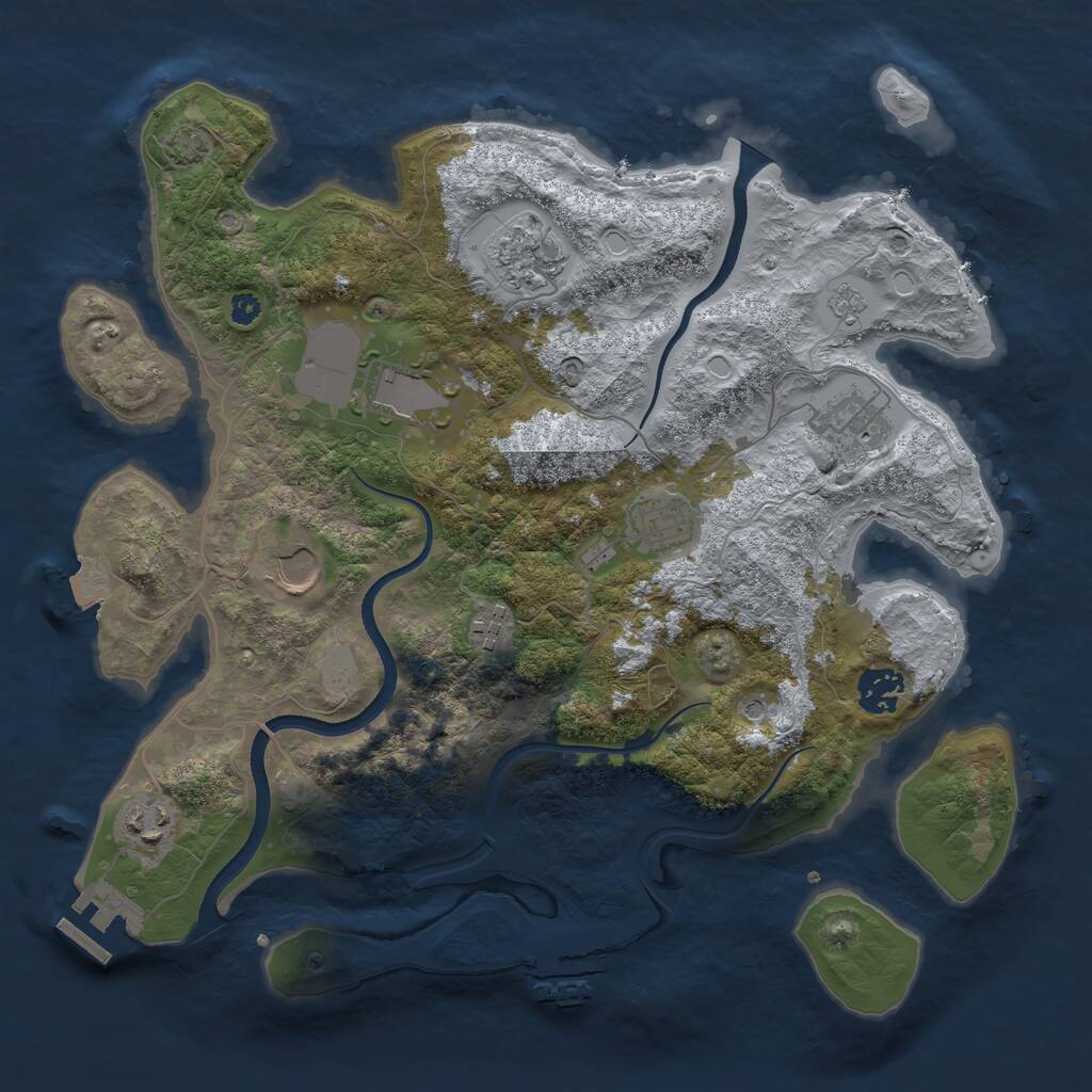 Rust Map: Procedural Map, Size: 3500, Seed: 442415518, 14 Monuments