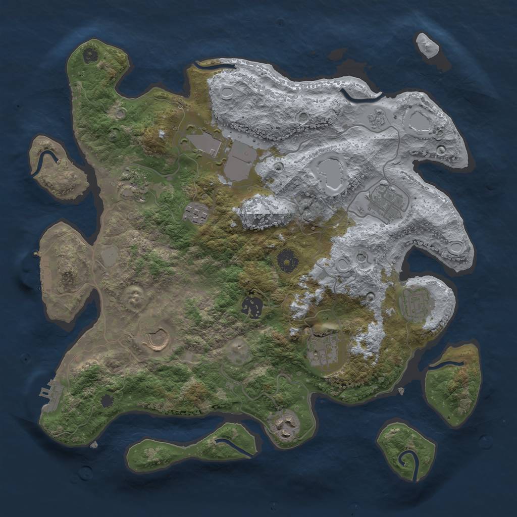 Rust Map: Procedural Map, Size: 3500, Seed: 442415518, 16 Monuments