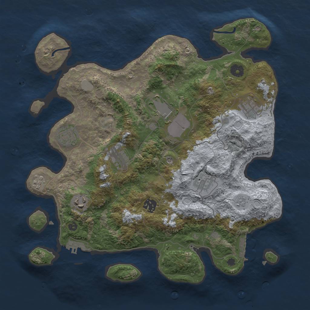 Rust Map: Procedural Map, Size: 3500, Seed: 145353, 17 Monuments