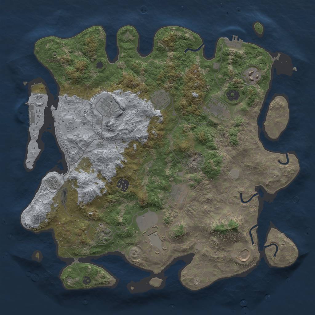 Rust Map: Procedural Map, Size: 3850, Seed: 1137526182, 19 Monuments