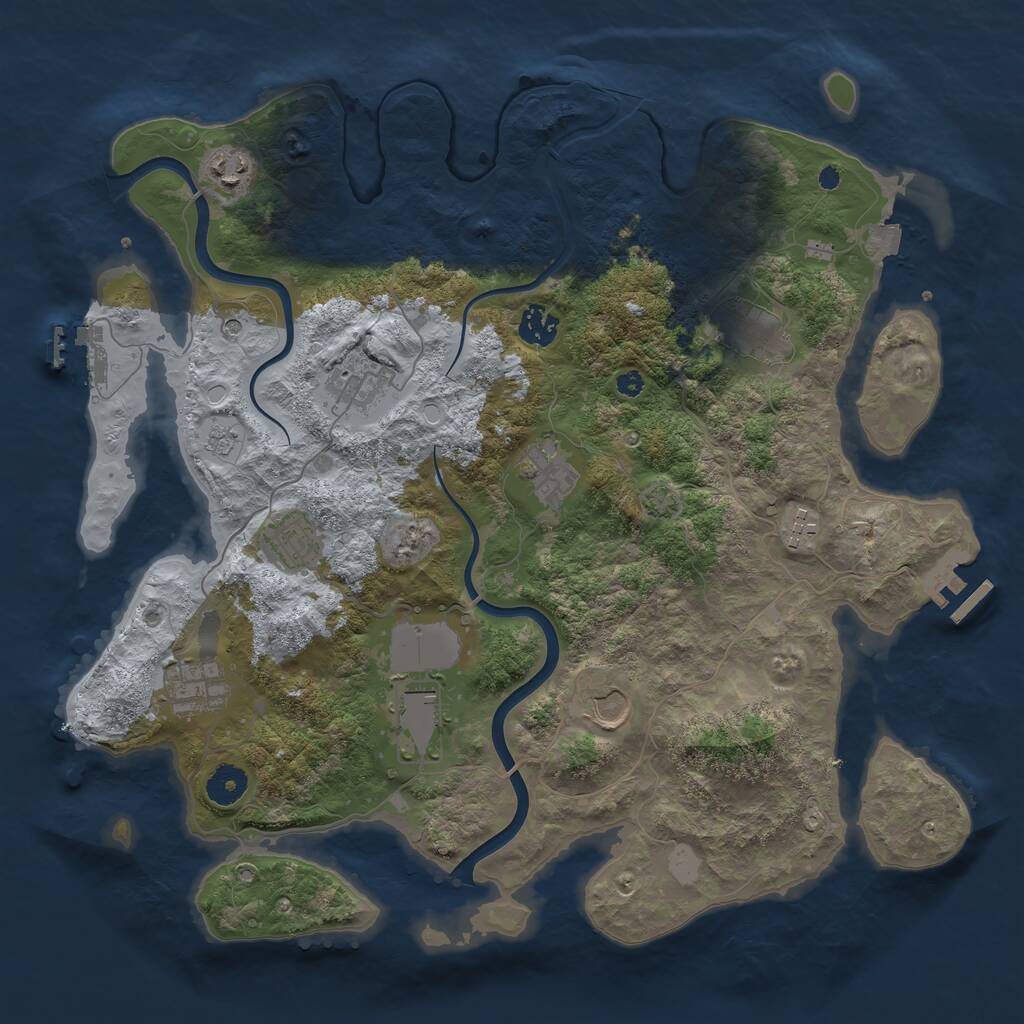 Rust Map: Procedural Map, Size: 3850, Seed: 1137526182, 16 Monuments