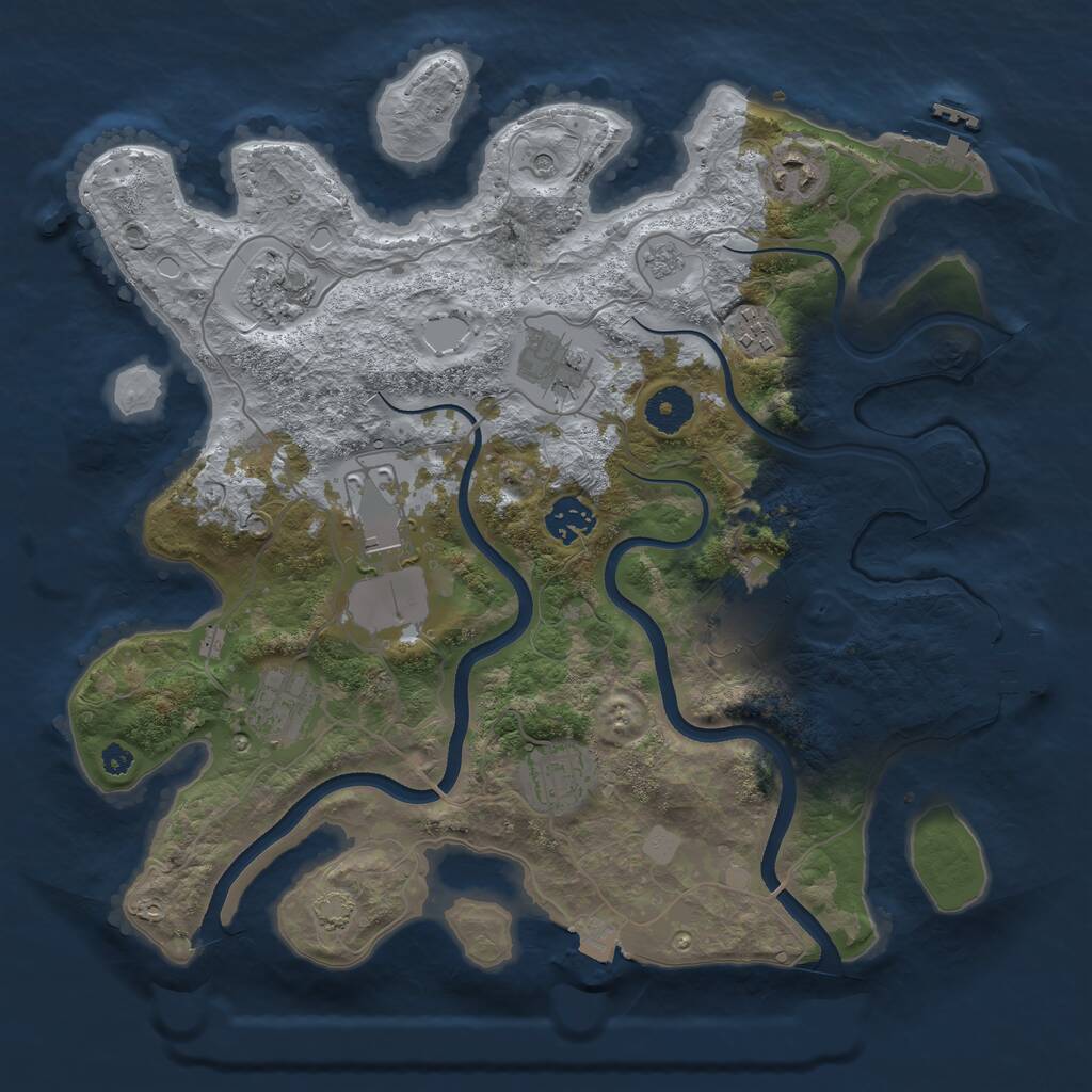 Rust Map: Procedural Map, Size: 3550, Seed: 43625, 15 Monuments