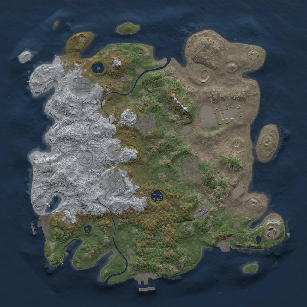 Rust Map: Procedural Map, Size: 3850, Seed: 28149736, 15 Monuments