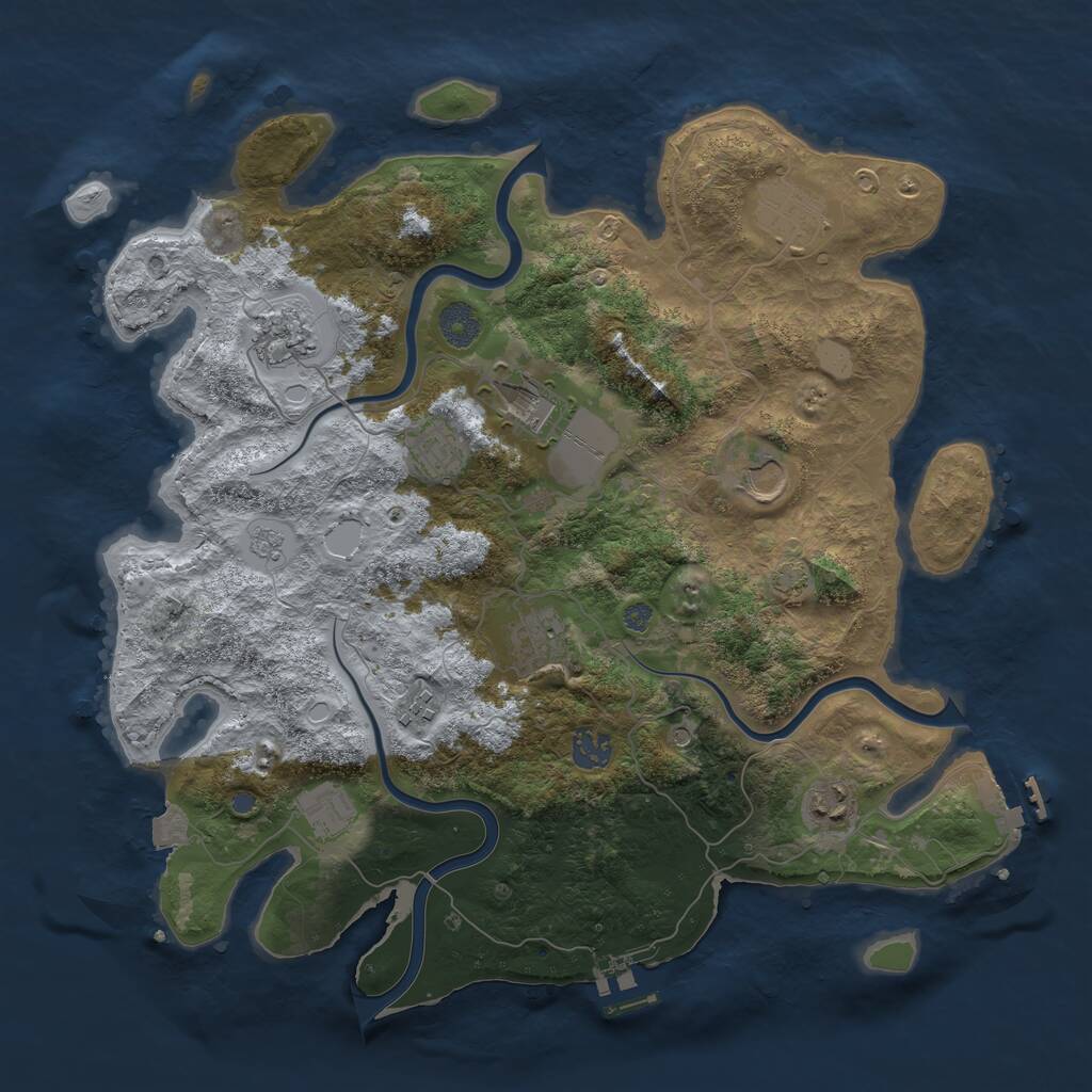Rust Map: Procedural Map, Size: 3850, Seed: 28149736, 15 Monuments